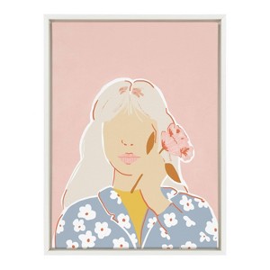 18" x 24" Sylvie Thanks for The Flowers by Alja Horvat Framed Wall Canvas White - Kate & Laurel All Things Decor - 1 of 4