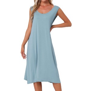 INSPIRE CHIC Women's Cotton Soft Long Sleeveless Chemise Sleepwear - 1 of 4