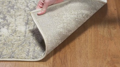 Ivory Abstract Hand-knotted Round Synthetic Rug 6'7"