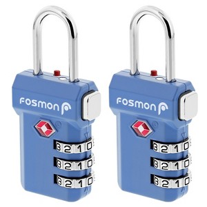 Fosmon 2 Pack TSA Approved Luggage Locks, Combination Lock with Open Alert, TSA Combo Lock for Luggage, Suitcase, Travel Backpack, Bag, Locker - Blue - 1 of 4