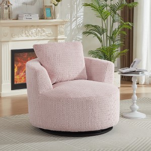 ACEPANO Modern Compressible 360¡ã Swivel Accent Chair, Armchair for Living Room, Office & Apartment-Pink - 1 of 4