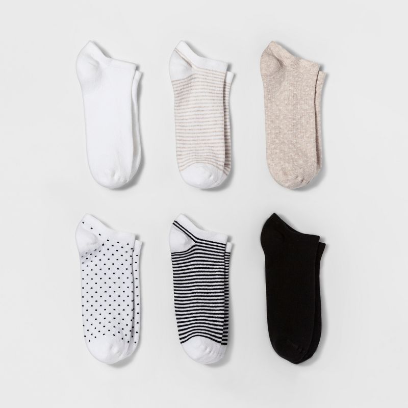 Women&#39;s Multipattern 6pk Low Cut Socks - A New Day&#8482; White 4-10, 1 of 5