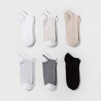 Women's Multipattern 6pk Low Cut Socks - A New Day™ White 4-10