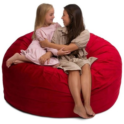 Ultimate Sack 5ft Bean Bag Chair, Oversized Comfortable Indoor Floor Lounger, Giant Foam-Filled Furniture for Relaxing, Red Suede