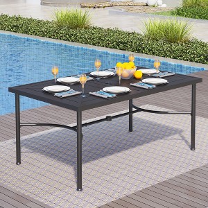 Captiva Designs 1pc Patio Dining Geometric Pattern Rectangular Metal Table with Umbrella Hole - 1 of 4
