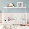 Okak House Floor Bed Twin/Full Size,Solid Wood Bed Frame with Safety Rails & Headboard, Wooden Fence Bed,Slat Not Required - 3 of 4