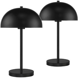 360 Lighting Rhys Modern Mid Century Luxury Accent Table Lamps 19 1/2" High Set of 2 Black Metal Dome Shaped Shade for Bedroom Living Room Bedside - 1 of 4