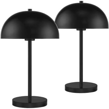 360 Lighting Rhys Modern Mid Century Luxury Accent Table Lamps 19 1/2" High Set of 2 Black Metal Dome Shaped Shade for Bedroom Living Room Bedside