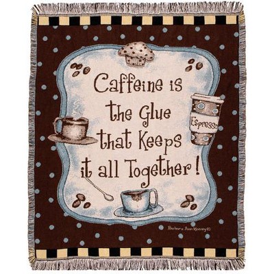 Simply Home Caffeine is the Glue Espresso Coffee Tapestry Throw Blanket 50" x 60"