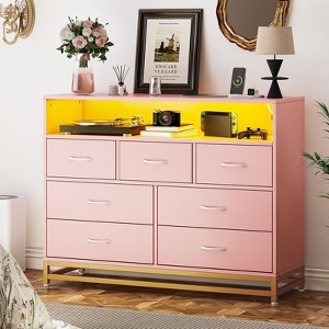 Whizmax 7 Drawers Dresser for Bedroom, Modern Drawers Dresser with Charging Station and LED Lights Design for Living Room, Hallway - 1 of 4