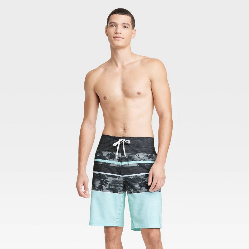 Men's 10" Tropical Print Swim Shorts - Goodfellow & Co™ Aqua Green, 3 of 4