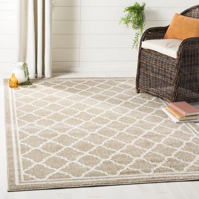 Wheat Beige Hand-Knotted Square Area Rug 8' - Stain-Resistant