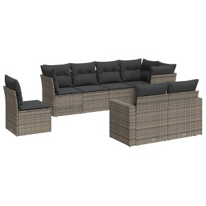 vidaXL 8 Piece Patio Sofa Set with Cushions - Gray Without Table - 1 of 4
