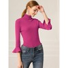 INSPIRE CHIC Women's Ruffle Sleeves Pullover Turtleneck Slim Fit Stretchy Knit Sweater - 4 of 4