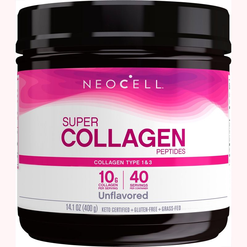 NeoCell Super Collagen Peptides for Healthy Skin, Hair, Nails and Joint Support*, Collagen Type 1 and 3,  Gluten Free, Unflavored,  14.1 Ounces, 1 of 3