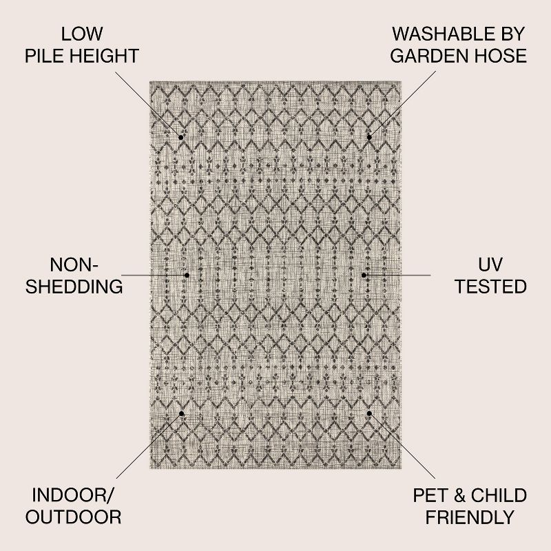 Ourika Moroccan Geometric Textured Weave Indoor/Outdoor Area Rug - JONATHAN Y, 3 of 10