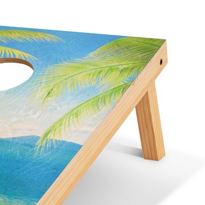 Beach Scene Premium Wood Cornhole Set with Bean Bags
