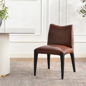KINWELL Top-Grain Genuine Leather Modern Upholstered Dining Chair - 1 of 4