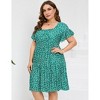 Plus Size Sundress with Short Sleeve Square Neck Ruffled Dress Smokced Wasit Tiered Dress Plus Size Peasant Dress Floral Prairie Dress - 3 of 4
