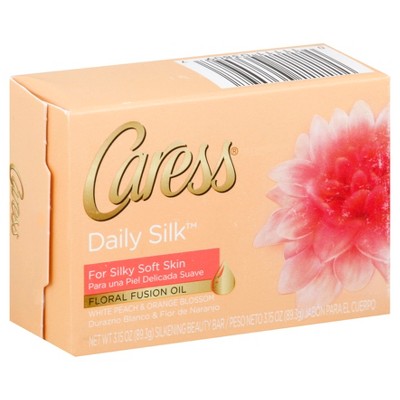 Caress Beauty White Peach and Orange Blossom Bar Soap Daily Silk, 3.15 oz
