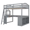 Full Size Loft Bed with Desk, Wood Loft Bed with Drawers & Storage Shelves, High Loft Bed Full with Vanity Mirror for Kids Teens Adults - 4 of 4