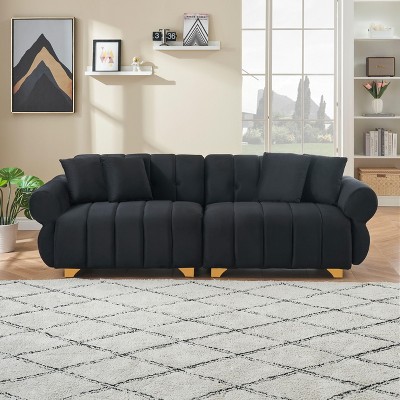 NicBex 89.37 Inch Modern Sofa Couch with 4 Throw Pillows and Spring-Wrapped Cushions for Living Room,Small Space,Office,Apartment