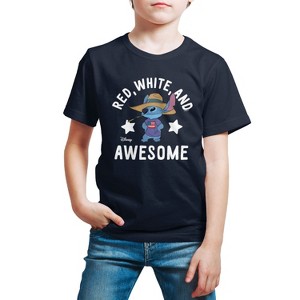 Boys' - Lilo and Stitch - Red White And Awesome Short Sleeve Graphic T-Shirt - 1 of 4