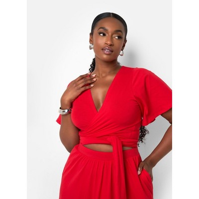 Rebdolls Women's Big Risk Wrap Around Duster Crop Top