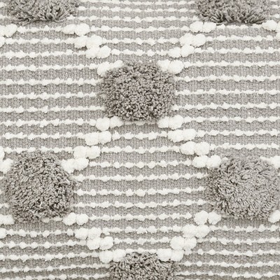 Josie Gray and White Handwoven Cotton Throw Pillow