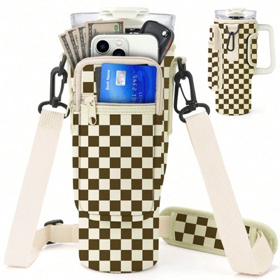 BABYYER Water Bottle Carrier Bag with Phone Pocket for Stanley 40oz Tumbler Neoprene Water Bottle Holder Pouch