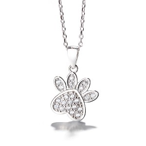 18k Rose Gold And Sterling Silver Genuine Crystal Paw Pendant Necklace - 1 of 4