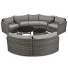 9-Pieces Modern Backyard Wicker Half Moon Sectional Sofa Set,Round Outdoor Patio Sofa with Cushions,Modular Patio Conversation Set-Coolbibila - 3 of 4