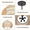 Rattan Farmhouse Chandelier Light Fixture, 5-Light Large Pendant with Fabric Shade, Rustic Hand-Woven Hanging Light for Dining Room, Kitchen Island - 3 of 4