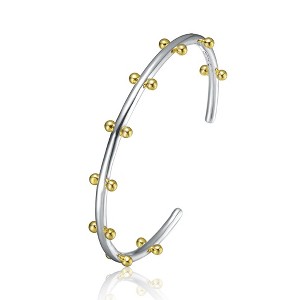 Rhodium and 14K Gold-Plated Cuff Bracelet, offering a luxurious blend of shimmering rhodium and warm gold for a striking and elegant accessory. - 1 of 3