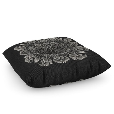 Pimlada Phuapradit Lace Doily Drawing Black Square Floor Pillow - Deny Designs