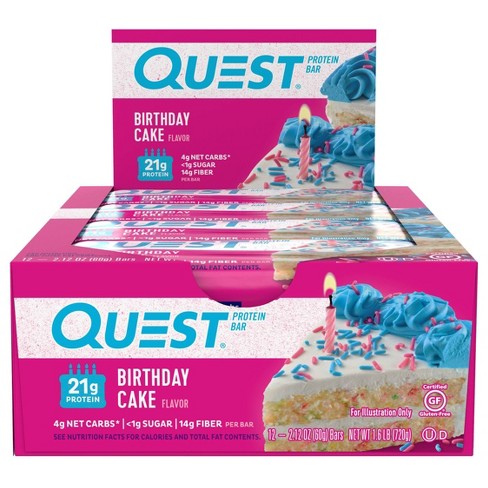 QUEST Birthday Cake Flavor Protein Bar, 2.12 Oz, 12 Count