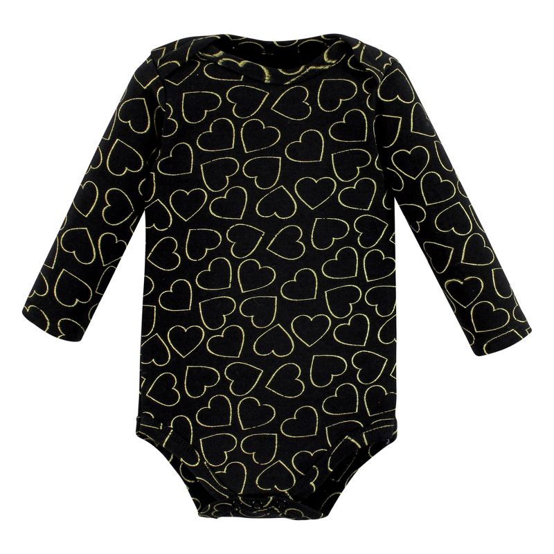 Hudson Baby Infant Girl Cotton Long-Sleeve Bodysuits, Girl Mommy Red Black 5-Pack, 4 of 8
