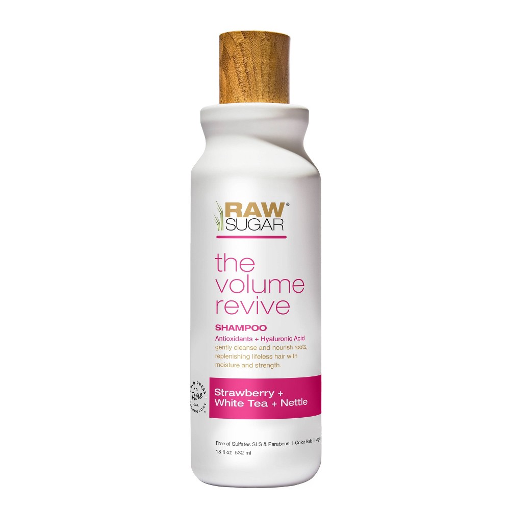 Photos - Hair Product Raw Sugar Volume Revive Shampoo Strawberry + White Tea + Nettle - 18 fl oz