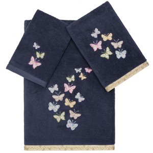 Linum Home Textiles 100% Turkish Cotton MARIPOSA Embellished Towel Set - 1 of 4