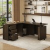 Famapy Dark Wood L - Shaped Adjustable Standing Desk Office Desk Computer Desk - Ergonomic Home Office Workstation with Storage - 2 of 4