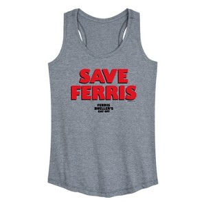 Women's - Ferris Bueller's Day Off - Save Ferris Graphic Racerback Tank - 1 of 4