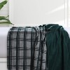 Tribeca Living Plaid Cotton Acrylic Reversible Blanket Green - 2 of 4