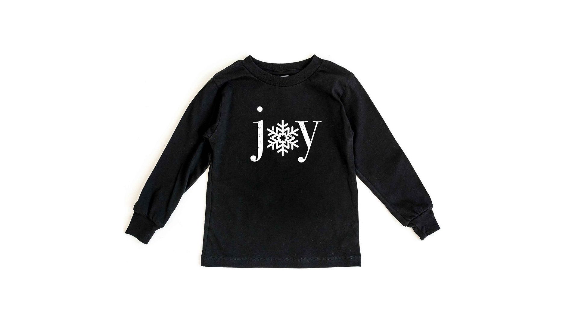 The Juniper Shop Joy Snowflake Youth Long Sleeve Tee - S - Black