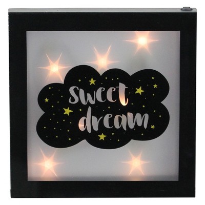 Northlight 9” Battery Operated LED Lighted “Sweet Dream” Cloud Framed Night Light Box