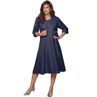 Roaman's Women's Plus Size Petite Fit And Flare Jacket Suit Dress