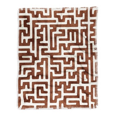 Little Arrow Design Co Maze In Brandywine Woven Throw Blanket - Deny Designs