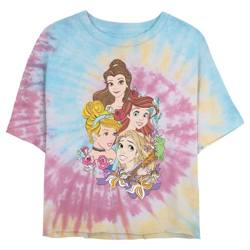 Junior's Disney Artistic Portrait Crop T-shirt - Tie Dye - Large