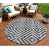 Black Gray And Silver Geometric Washable Indoor Outdoor Area Rug - 2 of 4