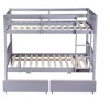 NicBex Full over Full Bunk Bed Wooden Bed Frame with 2 Drawers, Ladder and Full Length Guardrail, Space Saving, No Box Spring Required - 3 of 4