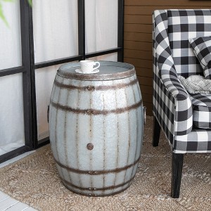 GDFStudio Aragon Outdoor Rustic Galvanized Drum Iron Side Table - 1 of 4
